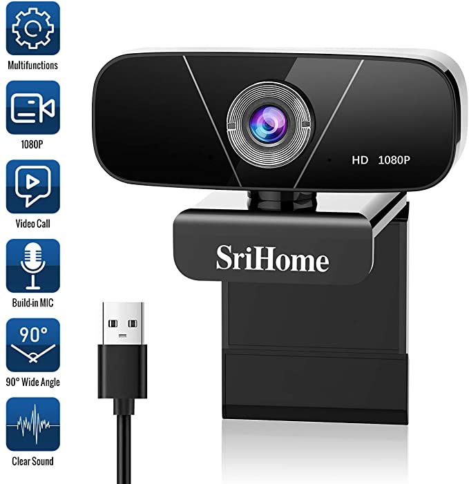 Faneam 1080P Webcam with Microphone Desktop Streaming Webcam Computer Web Camera USB, 360° Swivel, Plug and Play for Skype,Youtube,FaceTime,Video Conference,Windows/Android/iOS/Mac