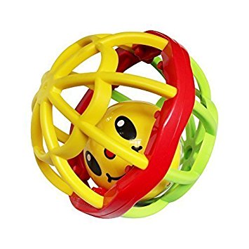 Moleya Baby Toys Infant Rattle Ball Teether Grasping Activity Toy Bendy Ball with Holes