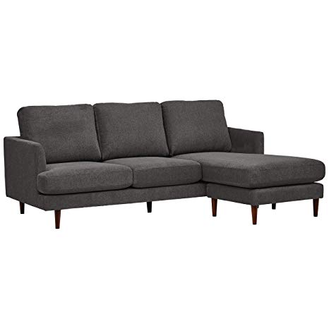 Rivet Goodwin Modern Sectional Sofa, 88.6"W, Charcoal Grey