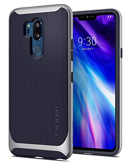 Spigen Neo Hybrid LG G7 Case/LG G7 ThinQ Case with Flexible Herringbone Pattern Protection and Reinforced Hard Bumper Frame for LG G7 ThinQ (2018) - Satin Silver