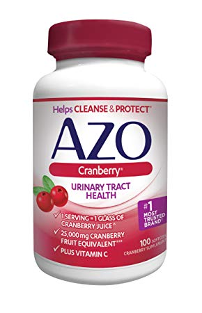 AZO® Cranberry Urinary Tract Health Dietary Supplement | 1 Serving = 1 Glass of Cranberry Juice| Helps cleanse and protect the urinary tract | Fast Acting | 100 Softgels