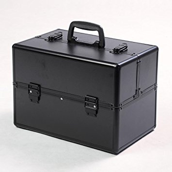 Giantex 14"x9"x10" Pro Aluminum Makeup Train Case Jewelry Box Cosmetic Organizer (Black)