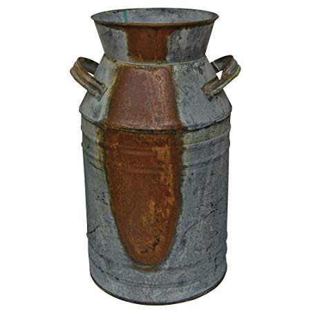 Milk Can - 13" Galvanized Finish - Country Rustic Primitive Jug Vase