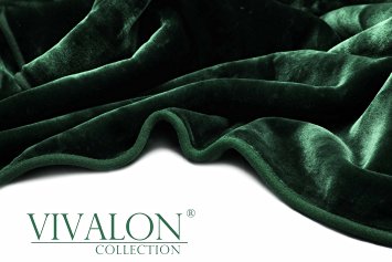 VIVALON Solid Color Ultra Silky Soft Heavy Duty Quality Korean Mink Reversbile Blanket 8 lbs Queen Hunter Green