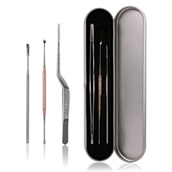Ear Pick Ear Wax Removal Stainless Steel Curette Ear Hygiene Care Kit with Storage Box (3 Pcs)