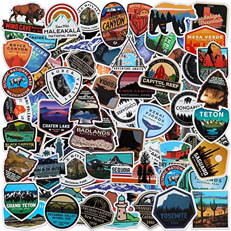 200 Pieces National Park Stickers Waterproof Adventure Nature Stickers Travel Wilderness Decals Outdoor Hiking Camping Sticker for Laptop Water Bottle Car Luggage Bike Skateboard