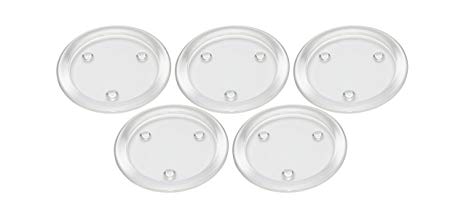 Obecome Round Clear Glass Pillar Candle Holder Plate for Wedding,Set of 5