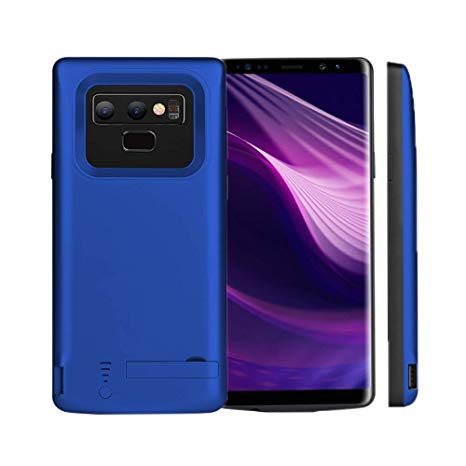 Idealforce Samsung Galaxy Note 9 Battery Case,5000mAh External USB Port Power Bank Cover Portable Charger Protective Charging Case with Stealth Bracket for Samsung Galaxy Note 9 (Blue)