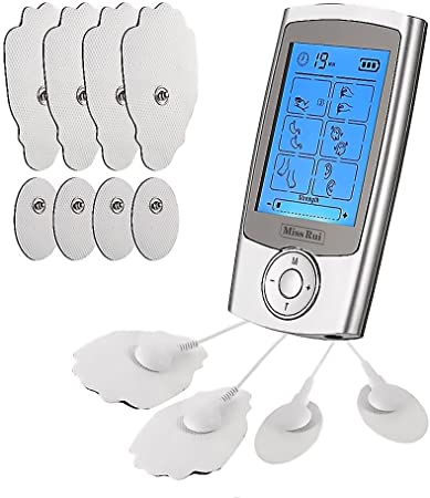 Miss Rui Muscle Stimulator with 8 Electrode Pads, Electronic Pulse Massager for Pain Relief & Muscle Stiffness