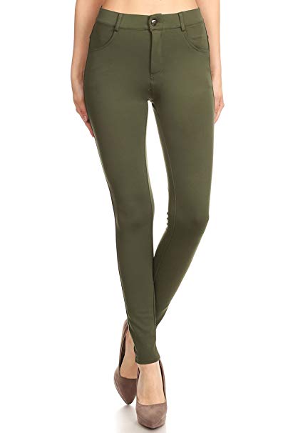 ICONOFLASH Women's Ponte Knit Stretch Skinny Trouser Pants