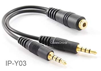 CablesOnline 3.5mm TRRS Female to Dual TRRS Male Stereo 4-Pole Splitter Cable, IP-Y03