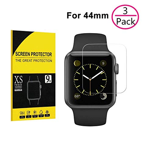 [3-Pack] Apple Watch Serie 4 44mm Screen Protector,mazdoma[9H Hardness][Case Friendly][Anti-Scratches][Anti-Fingerprint] Tempered Glass Screen Protector Film Compatible for Watch Serie 4 44mm