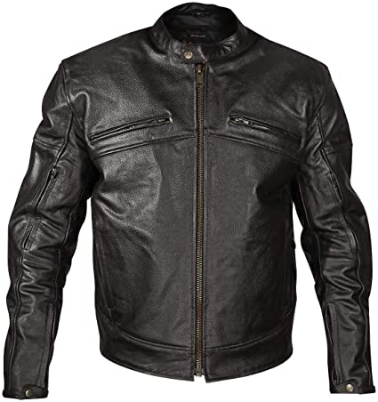 Xelement XSPR105 'The Racer' Mens Black Armored Leather Racing Jacket