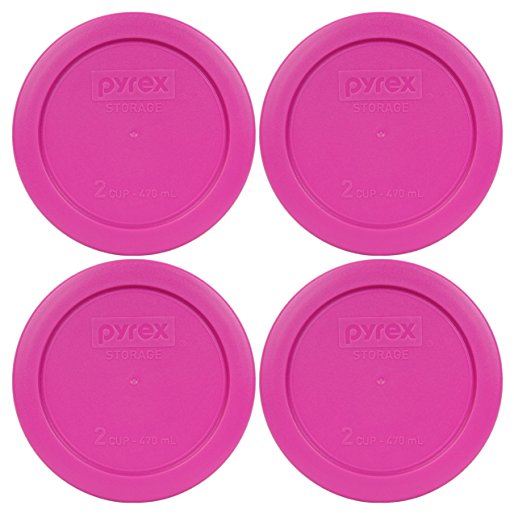 Pyrex 7200-PC Round 2 Cup Storage Lid for Glass Bowls (4, Pink)