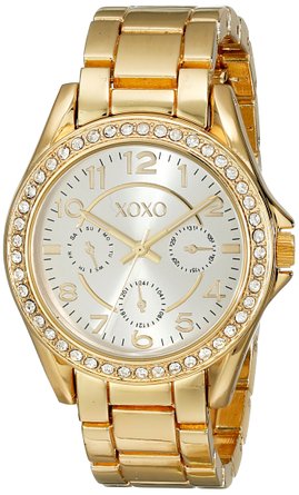 XOXO Women's XO178 Rhinestone-Accented Gold-Tone Watch