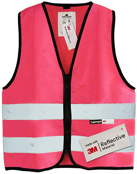 Salzmann 3M Children's High Visibility Safety Vest with Zipper | Made with 3M Reflective Material | Pink