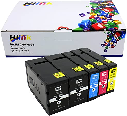 HIINK Compatible Ink Cartridges Replacemenst for Canon PGI-1200 PGI-1200XL High Yield Ink Used in Canon Maxify MB2020 MB2220 MB2320 MB2720(2B,1C,1M,1Y, 5-Pack)