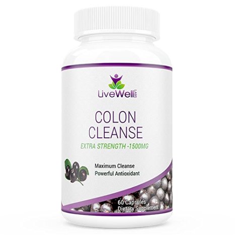 Livewell Labs 100% Natural Colon Cleanse. Proven Formula with Powerful Antioxidants. Detox, Energize, and Cleanse! 100% Risk-Free One Year Guarantee