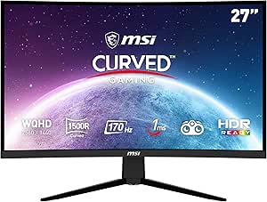 MSI G273CQ Écran Gaming incurvé 27 Pouces WQHD - Dalle VA 1500R 2560 x 1440, 170Hz / 1ms, AMD FreeSync Premium, HDR Ready