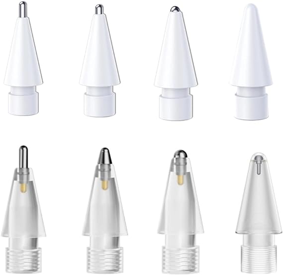 Compatible with Upgraded Pencil Tips fits for Apple 2nd 1st Gen iPad Pro Pencil, Replacement iPencil Nibs for iPad Pro Pencil,No Wear Out Fine Point Precise Control Resistance Tip(Silver   White)