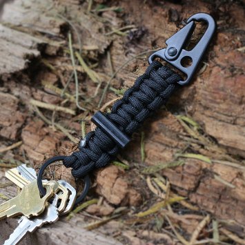 Paracord Carabiner Survival Keychain Lanyard by Bomber and Company ● Military Grade Type III 7 Strand 550 Lb Test Cord ● Premium Best Quality Outdoor Gear