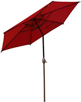 Abba Patio 9 Ft Market Outdoor Aluminum Table Patio Umbrella with Push Button Tilt and Crank, Red