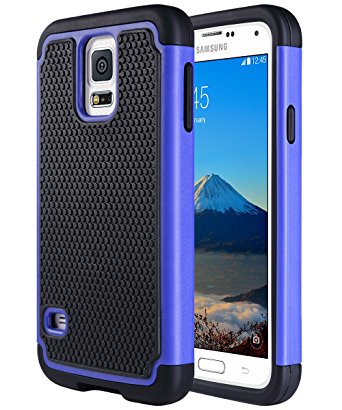 Galaxy S5 Case,ULAK Knox Armor Slim Hybrid Shockproof Silicone Rugged Hard Plastic Case Protective Cover Shell For Samsung Galaxy S5 S V I9600 (5.1" inch) 2014 Release - Black/Blue