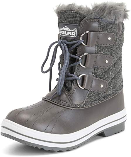 Polar Products Womens Snow Boot Quilted Short Winter Snow Rain Warm Waterproof Boots