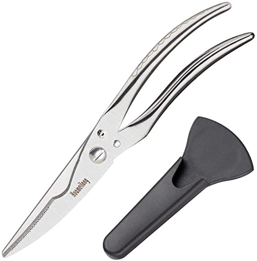 Kitchen Scissors - Heavy Duty Cooking Shears for Cutting Poultry, Food, Meat, Chicken, Dishwasher Safe, by Huameilong (Heavy Duty Stainless Steel)
