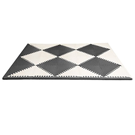 Skip Hop Geo Black-White Playspot Foam Floor Tile Playmat, Chevron