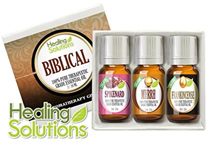 Biblical Set 100% Pure Therapeutic Grade Aromatherapy Essential Oil Gift: Myrrh Frankincense Spikenard