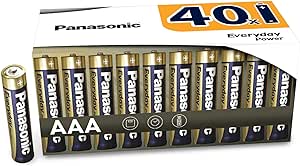 Panasonic Batteries Pile alcaline Everyday Power, AAA micro LR03, 1,5 V, paquet de 40 dans un Emballage sans Plastique, pour une Énergie Fiable, Alcaline