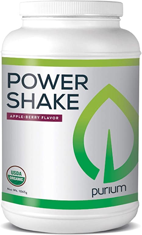 Purium Power Shake - Apple Berry Flavor - 1065 grams - Vegan Meal Replacement Powder, Protein, Vitamins & Minerals - Certified USDA Organic, Gluten Free, Kosher - 30 Servings
