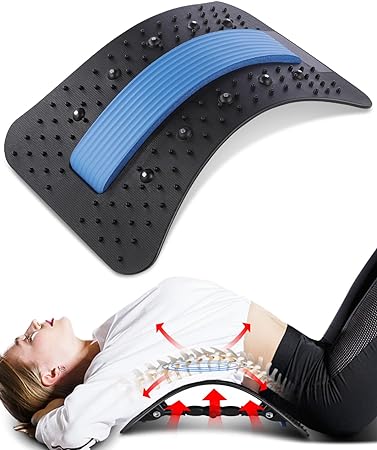 Back Stretcher Lumbar Back Cracker with Magnet Back Massager for Lower Back Pain Relief Upgraded Multi-Level Back Support Stretcher Spinal Board Device for Herniated Disc, Sciatica, Scoliosis