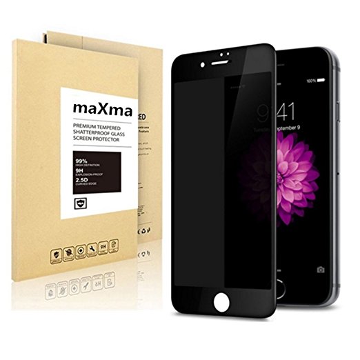 iPhone 7 Plus Privacy Glass Screen Protector ,maXma Premium Privacy Anti-Spy Tempered Glass Screen Protector for iPhone 7 Plus with 9H Hardness (Black)