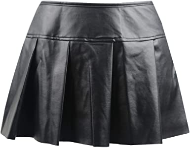 KILLREAL Women's Punk Rock Faux Leather Bodycon Short Skirt