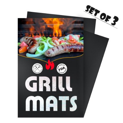 Homitt Grill Mat (Set of 3) Heavy Duty Non Stick BBQ Grilling Pad for Oven, Electric Gas Charcoal Barbeque Gill - 1 x 23.6*15.75 & 2 x 15.75*13 Inch