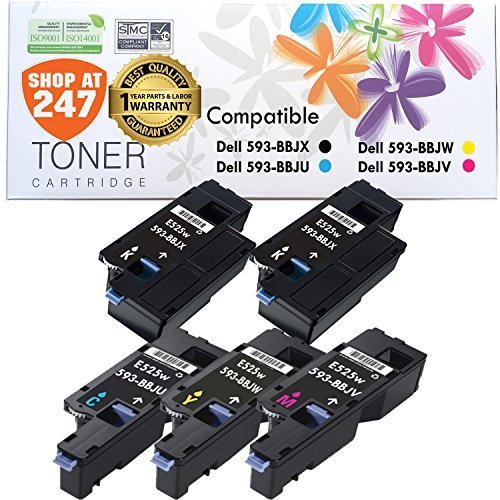 Shop At 247 [High Yield 2000 Pages] (Dell 593-BBJX) New Compatible Black Cyan Yellow Magenta Toner Cartridge for Dell E525w Color Multifunction Printer E525w