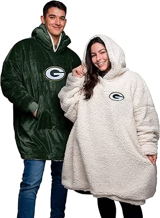 FOCO NFL Unisex Reversible Oversized Sherpa Hoodie Sweatshirt Big Logo Hoodeez