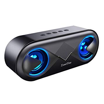ZoeeTree S8 Portable Bluetooth Speaker, Bluetooth 5.0 Wireless Speakers with 10W HD Sound and Rich Bass, LED Flashing Light, 12H Playtime, Built-in Mic for iPhone & Android - Black
