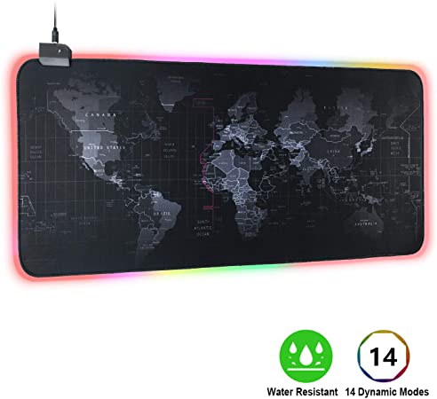 Vicloon RGB Gaming Mouse Mat Pad, XXXL (800×300×4mm) Large Extended Led Mousepad with Non-Slip Rubber Base, Soft Computer Keyboard Mice Mat for Macbook, PC, Laptop, Desk (RGB Mouse Mat)