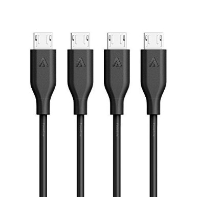 Anker [4-Pack] PowerLine Micro USB (1ft) - The World's Fastest, Most Durable Charging Cable [Assorted Lengths] for Samsung, Nexus, LG, Motorola, Android Smartphones and More (Black)
