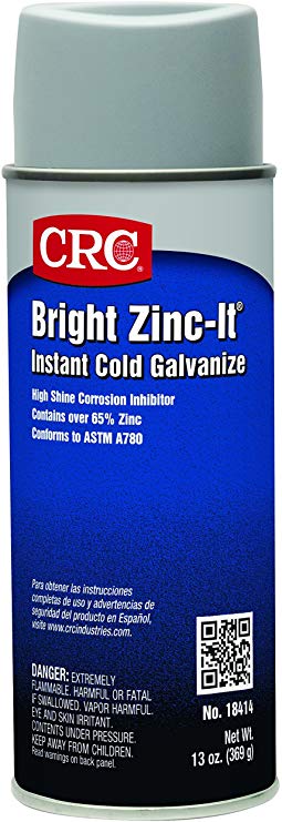 CRC 18414 Bright Zinc-It Light Duty Instant Cold Galvanize (Net Weight: 13 oz.) 16 oz. Can