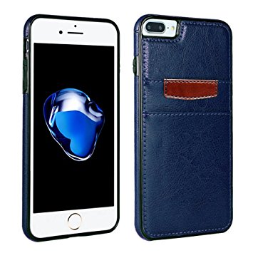 iPhone 7 Plus Case,ACO-UINT Ultra Slim Card Pocket Back Cover Advanced Shock Absorption Protective Vintage Wallet Leather Case with 2 Card Slots Holder for iPhone 7 Plus Navy Blue