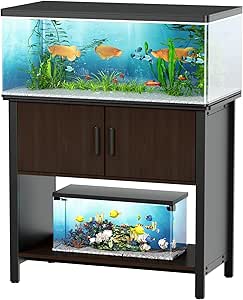 DWALE 40-50 Gallon Fish Tank Stand with Cabinet Accessories Storage,Heavy Duty Metal Frame ,Aquarium Turtle Tank Bearable 900 lbs,36.6" x 18.9" x 31.6"