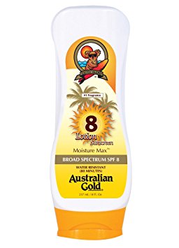 Australian Gold SPF 8 Lotion Sunscreen, Moisture Max, 8 Fl Oz