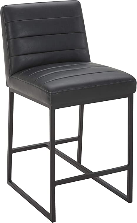 Amazon Brand – Rivet Decatur Modern Faux Leather Kitchen Counter-Height Stool, 37"H, Black