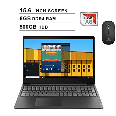 2020 Newest Lenovo Premium IdeaPad S145 15.6 Inch Laptop (AMD A6-9225 up to 3.1GHz, 8GB DDR4 RAM, 500GB HDD, AMD Radeon R4, Webcam, Windows 10 S) (Black)   NexiGo Wireless Mouse Bundle