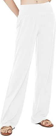 Urban CoCo Women's Comfy Yoga Pants Casual Wide Leg Sweatpants High Waist Stretch Trousers with Pockets