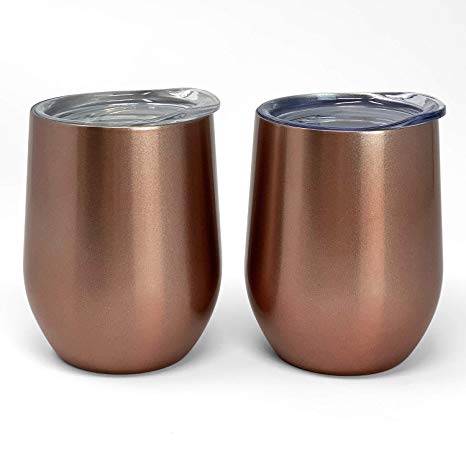 The Spirited Collection Stainless Steel Wine Glasses | Set of 2-12 oz (Rose Gold)